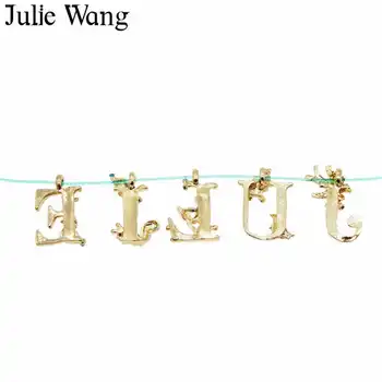 Julie Wang 26PCS Aukso Tonas A-Z Pradinis anglų Abėcėlės Raidė Žavesio Karoliai Pakabukas Auskarai Papuošalai Priėmimo Priedų