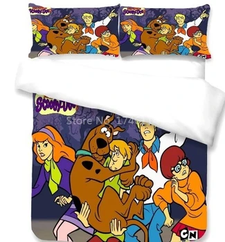 Mielas Scooby Doo 3D Animaciją Patalynės Komplektas Šalikas Padengti Antklode Padengti Nustatyti Berniukų ir Mergaičių Twin Visą Karalienės ir Karaliaus Dydžio Patalynės Komplektas