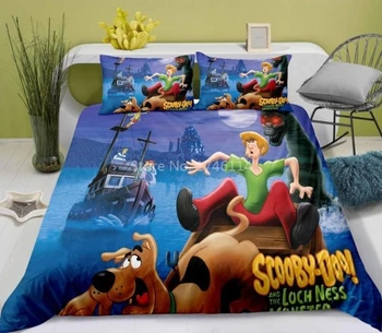 Mielas Scooby Doo 3D Animaciją Patalynės Komplektas Šalikas Padengti Antklode Padengti Nustatyti Berniukų ir Mergaičių Twin Visą Karalienės ir Karaliaus Dydžio Patalynės Komplektas