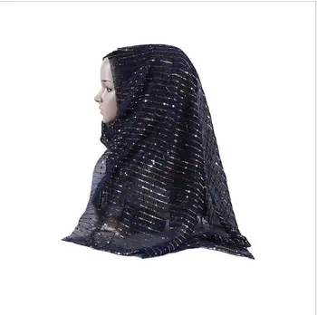 2019 m. Vasarą Mirguliavimas Visose Moterų Skara Lurex Musulmonų Hijabs Turbaną Glitters Ilgai Pashmina Skara Blizgančiais Arabų Skarelė 180x68cm