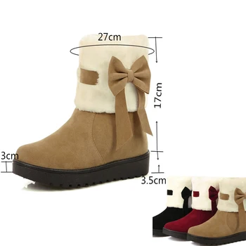ASILETO Moterų Žiemos Sniego Batai Platformos Batai lankas mazgas dirbtiniais zomšos batai, moteriški kailiniai bateliai mažai kulniukai avalynė bota 811