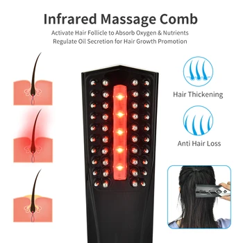 Elektriniai Infraraudonųjų spindulių Šukos ABS Mažai Energijos Namų ūkio LED Magija Vibracijos Massager Plaukų Šepetys Plaukų Augimą Galvos odos Priežiūros Gydymo Detangle