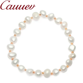 Cauuev Originali Natūralūs Gėlo vandens Baroko Perlas Apyrankės, Bangles Moterų Derliaus elastinga Baroko perlų papuošalai dovanos 2019