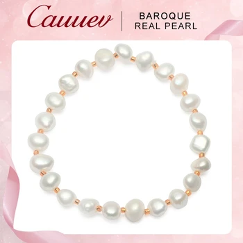 Cauuev Originali Natūralūs Gėlo vandens Baroko Perlas Apyrankės, Bangles Moterų Derliaus elastinga Baroko perlų papuošalai dovanos 2019