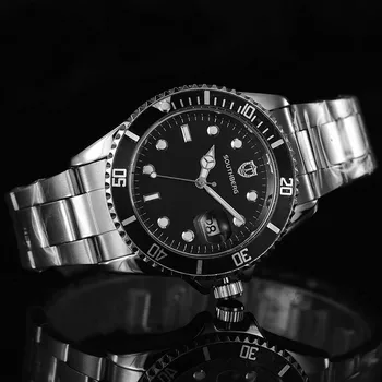 2017 SOUTHBERG Aukso laikrodis Vyrams GMT Pasukti Bezel Safyro Stiklas Nerūdijančio plieno Juosta Sporto Kvarcinis Laikrodis reloj relogio 40MM