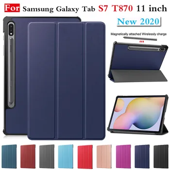 PU Odos Apsaugos Case For Samsung Galaxy Tab S7 11in T870 T875 2020 Ultra Plonas korpusas Stovi Padengti Scratchproof Padengti