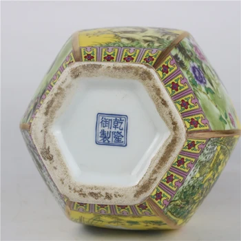Čing Dinastijos Qianlong famille rožė, gėlių ir paukščių modelio vaza antikvariniai emalio vaza antikvariniai žaisti porceliano kolekcija namų vaza