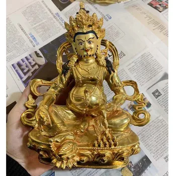Didmeninė GERUS NAMUS, šeimos efektyvių Talismanas # Budizmas visiškai Gilding Geltona Jambhala Zambala aukso Budos statula žalvaris
