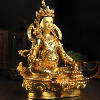 Didmeninė GERUS NAMUS, šeimos efektyvių Talismanas # Budizmas visiškai Gilding Geltona Jambhala Zambala aukso Budos statula žalvaris