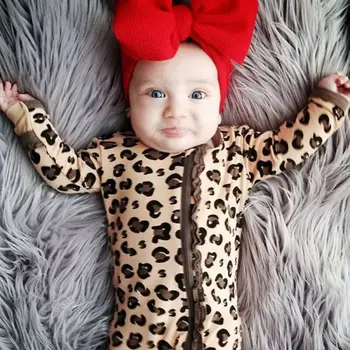 Mados Naujagimiams Kūdikiams Mielas Mergaitė Berniukas Pynimas Užtrauktukas Leopard 