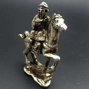 Chinses Tibeto sidabro ranka raižyti turtų Dievas & arklio statula