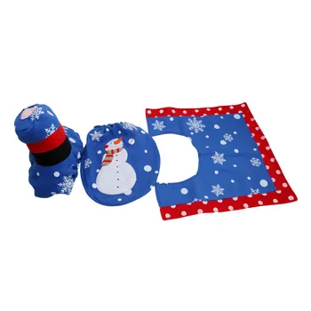 Kalėdų Namų Vonios Tualeto Sėdynės Padengti Kilimas 3PCs/ Set Blue Sniego Naujųjų Metų decoratie adornos de navidad helovinas apdailos