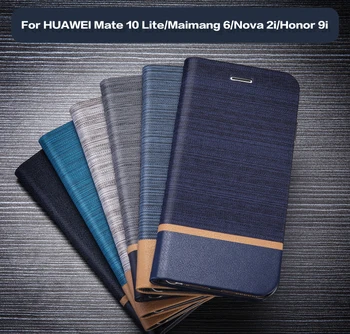 Pu Odos Atveju Huawei Mate 10 Lite Flip Book Atveju Minkštos Tpu Silikoninis Galinio Dangtelio Huawei Nova 2i Garbę 9i Verslas