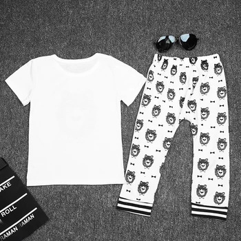 TANGUOANT Vasaros stiliaus Medvilnės mažai monstras trumpomis rankovėmis kūdikiams, drabužiai, 2 vnt kūdikių drabužių rinkiniai berniuko drabužiai
