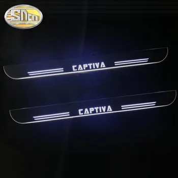 SNCN 4PCS Automobilio LED Durų Slenksčio Dėl Chevrolet Captiva 2011 M. - 2018 M.-Ultra plonas Akrilo Dinaminis LED Sveiki atvykę Šviesos Nusitrinti Plokštė Pedalas