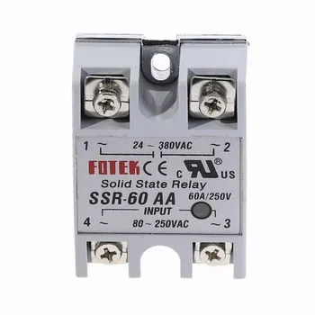 1pcs SSR-60AA 60A (Solid State Relay Module 80-250V AC Įvesties 24-380VAC