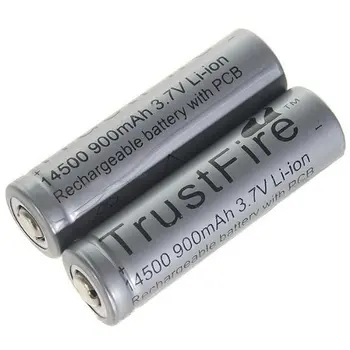 10vnt/daug TrustFire Saugomų 14500 3.7 V Įkrovimo Baterija (akumuliatorius 900mAh Ličio Baterijos su PCB Už Fotoblykstės Fakelas