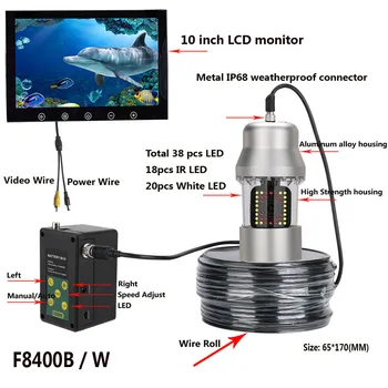 10 Colių 20m/50m/100m Povandeninės Žūklės Vaizdo Kamera Žuvų Ieškiklis IP68 Vandeniui 38 šviesos Diodai 360 Laipsnių Besisukanti Kamera