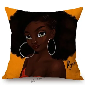 Black Girl Lollipop Animacinių Filmų Mados Afrikos Karalienė Lady Medvilnės Skalbiniai, Namų Dekoratyvinės Dailės Mesti Pagalvės Užvalkalą Automobilių Pagalvėlė Padengti Atveju