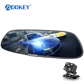 ADDKEY Full HD 1080P 7 Colių IPS Jutiklinį Ekraną automobilių fotoaparato Automobilių DVR Dual Objektyvo galinio vaizdo Veidrodis Vaizdo įrašymo Brūkšnys Cam Auto Kamerą