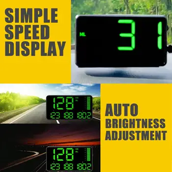 GPS Spidometras Hud Ekranas KM/h, MPH Automobilių HUD Head Up Display C60s C80 C90, Didelis Ekranas, Greičio Matuoklis greičio viršijimo Įspėjimas