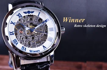Nugalėtojas Mėlynos Rankos Juodos Odos Dirželis Retro Klasikinis Dizainas Laikrodis Mens Watches Top Brand Prabangių Mados Atsitiktinis Dizaineris Žiūrėti