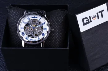 Nugalėtojas Mėlynos Rankos Juodos Odos Dirželis Retro Klasikinis Dizainas Laikrodis Mens Watches Top Brand Prabangių Mados Atsitiktinis Dizaineris Žiūrėti