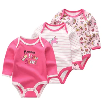 3pcs / DAUG kūdikių bodysuit medvilnės pižama naujagimiui ilgomis rankovėmis 0-12 mėnesių Roupa bebe kūdikių mergina kostiumas