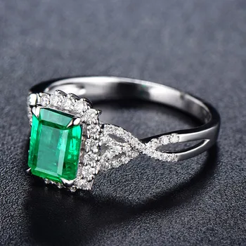 Prabanga Moterų Žalia Krištolo Akmens Žiedas, Elegantiškas Aikštėje Cirkonis Akmuo, Vestuviniai Žiedai, Moterys Sidabro Spalvos Nuotakos Sužadėtuvių Žiedas