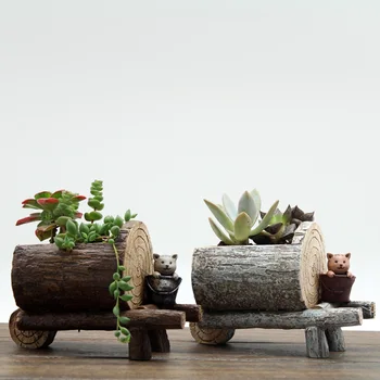 1pc Sultingi Augalai Sodinamoji Vazonas medienos grūdų Dervos Kelmas namų Biuro Apdailos Vazoninių augalų Miniatiūriniai baldai