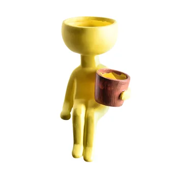 Šiaurės ins Minimalistinio Keramikos Abstrakčios Vazos, Juoda Geltona Žmogaus Veido Kūrybos Ekranas Kambarys Dekoratyvinis Figue Galvos Formos Mažus Puodus