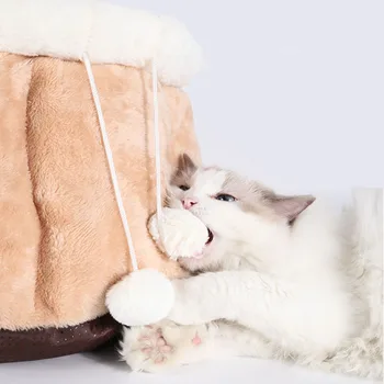 Giliai miega katė namas Pliušinis pet lova Didelis ponaitis urvas šiltas minkštas šuniukas veislynas nuimamas pagalvėlės, kilimėlis Vilnos kamuolys žaislas naminių reikmenys