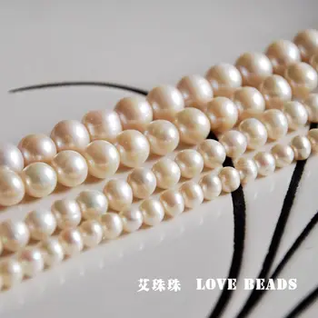 7.5 coliai/19cm 8mm10mm natūralių gėlavandenių perlų ovalo prarasti karoliukai papuošalai priėmimo 