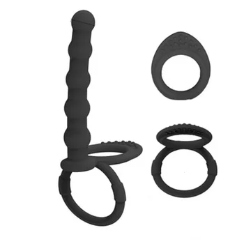 Nauja Dvigubo Įsiskverbimo Dirželis ant silikono Analinis Dildo karoliukai Butt Plug varpos gaidys žiedas klitorio stimuliatorius Sekso Žaislas moterims vyras