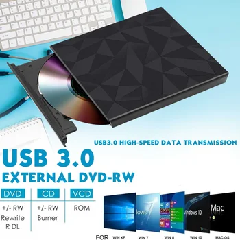 Išorinis DVD Diską USB3.0/Tipas C & USB DVD-RW / CD-RW CD Rewriter Degiklis Nešiojamų Optinių Diskų Leistuvą KOMPIUTERIUI Laptopo Mac OS