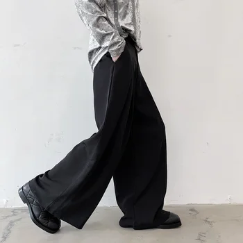 Vyrų Retro Mados Japonija Korėja Streetwear Prarasti Ilgos Kelnės Vyrams Aukšto Juosmens Atsitiktinis Pločio Kojų Ziajać Kostiumas