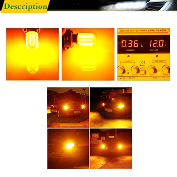 2vnt Automobilių 1157 BAY15D LED Žibintai, Gintaro Geltona Oranžinė 48SMD Silikono P21/5W Indikatorius, Stabdžių Posūkio Signalo Lemputės Auto lemputė 12V