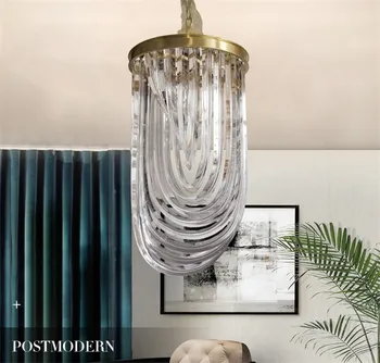 Modernios šviesos luxury art stiklinis vamzdelis, šviestuvai Šiaurės blizgesio aukso mėlyna led lubų šviestuvo lempos valgomasis kabo žibintai