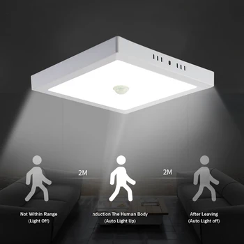 [DBF]Žmogaus Judesio Jutiklio Paviršiaus Sumontuoti LED Lubų Šviesos Ne Išpjovą, 6W 12W 18W 24W Apvalūs/Kvadratiniai Lubų Lempa, Patalpų Puošimas