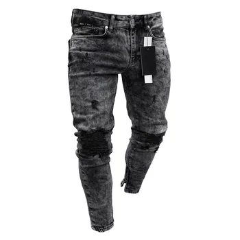 Medvilnės Jean vyriškos Kelnės Derliaus Skylę Kietas Kelnės Vaikinai 2019 M. Vasarą Europos, Amerikos Stiliaus Plius Dydis 3XL ripped jeans Vyriška