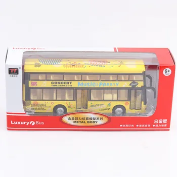 1:36 Vaikų dviaukštis autobusas modelis lydinio modeliavimas automobilio modelį balso stotis autobusu grįžti sunkvežimių garso-regos švytuoklės žaislas autobusų