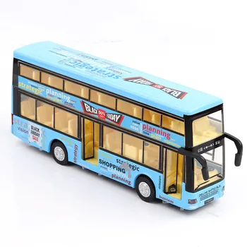 1:36 Vaikų dviaukštis autobusas modelis lydinio modeliavimas automobilio modelį balso stotis autobusu grįžti sunkvežimių garso-regos švytuoklės žaislas autobusų