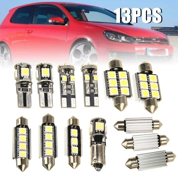 13Pcs/Set 12V Balta Canbus Automobilio Salono šviesos diodu (LED Lemputės Komplektą V-W Golf MK 6-6 GT-I 2010-Priekiniai/Galiniai Priešrūkiniai Lempa