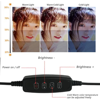 Makiažas Tuštybės Veidrodis Šviesos USB Power Pritemdomi Selfie šviesos Žiedas Naujovė LED Lempos Fotografijos Vaizdo Grožio Užpildykite Šviesa