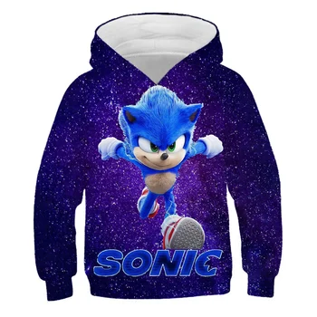 Sonic the hedgehog Hoodie Kailio vaikams Palaidinės 3D Hoodies Puloveriai Viršutiniai drabužiai Hoodie berniukų, mergaičių sportiniai Kostiumai Streetwear Karšto