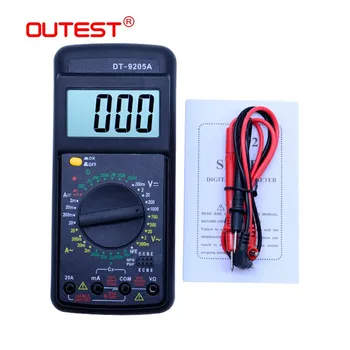 OUTEST DT-9205A Skaitmeninis Multimetras skaitmeninis ammeter voltmeter Dažnio Tranzistoriaus hFE Diodų kondensatorius testeris multimetras