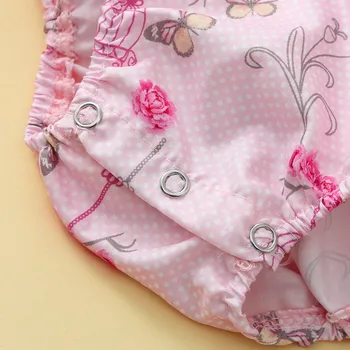 Naujagimiui Baby Girl Pynimas Nėrinių Gėlių Spausdinti Romper Hendbands Vasaros Komplektai