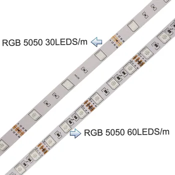RGB LED juostelės Šviesos 5M 10M 30 60lamp vandeniui 5050 Lankstus diodų LED Juosta+ infraraudonųjų SPINDULIŲ Nuotolinio valdymo pultelis + DC12V Maitinimo Adapteris