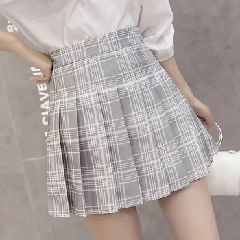 2019 Japonų Stiliaus Pledas Aukšto Juosmens Moterų Mini Sijonas Vasaros Drabužių Korėjos Mados Moksleivė Klostuotas Sijonas