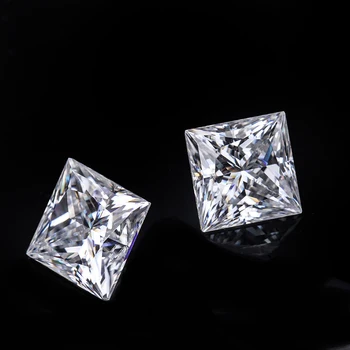 3.5*3,5 mm Princesė Iškirpti VVS Moissanite Super White Moissanite Deimantų 0.24 karatų Papuošalai